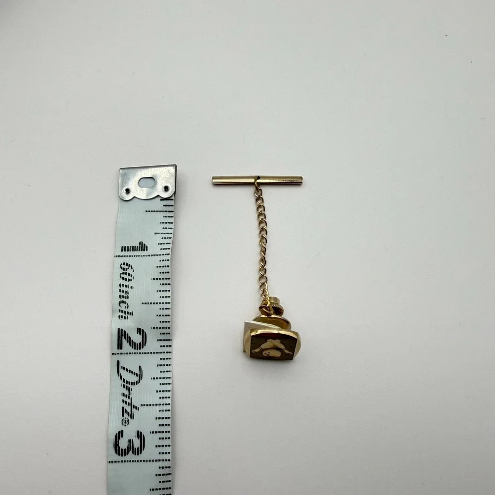 VTG Y2K Gold Tone Bowling Tie Tac Cufflinks Set Men's Classic Fashion Jewelry